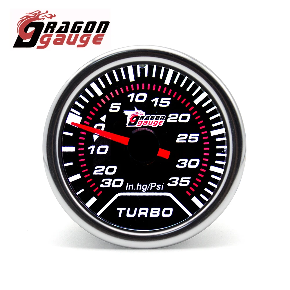 DRAGON GAUGE Smoke Lens Acrylic Mirror 52mm Auto boost gauge 30 psi With Boost Sensor for universal 12V car (6141T)