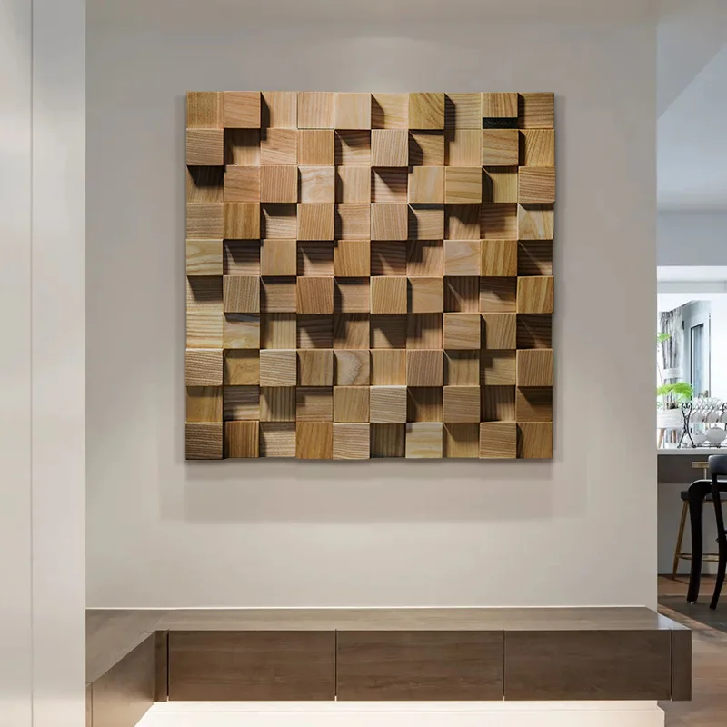 3D Three-Dimensional Wood Original Wood Grain Mosaic Real Painting Wholesale Art