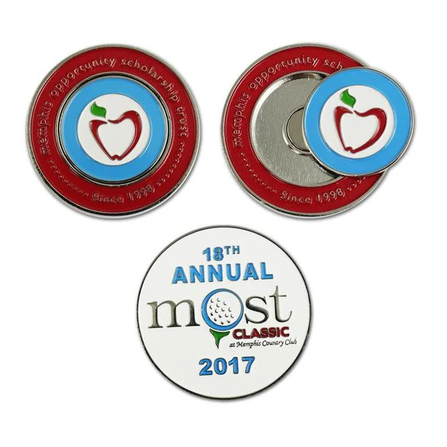 Custom poker chips Metal magnetic Golf Ball Marker wholesale golf challenge coins with removeable golf ball marker