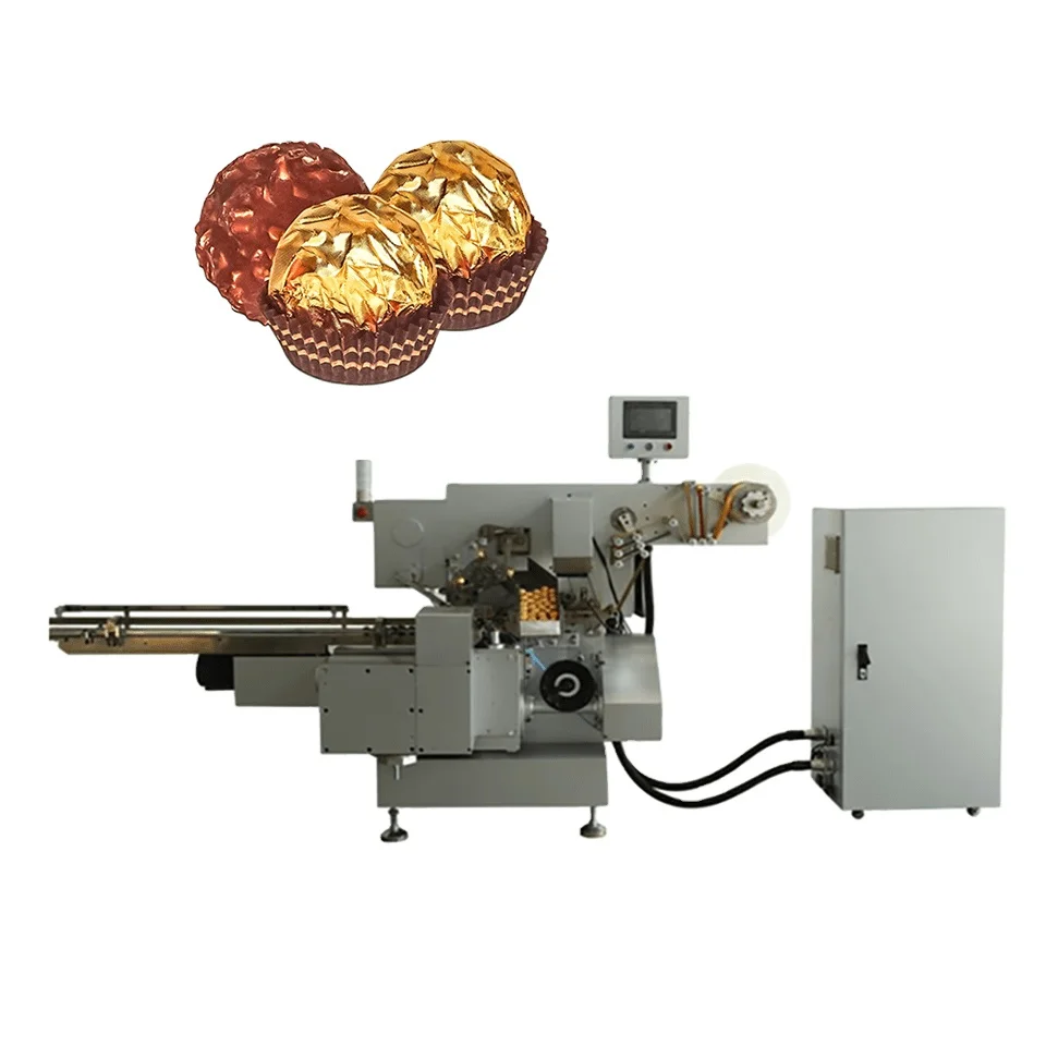 Automatic chocolate aluminum foil packing machine packing egg-shaped chocolate, candy and other round shapes