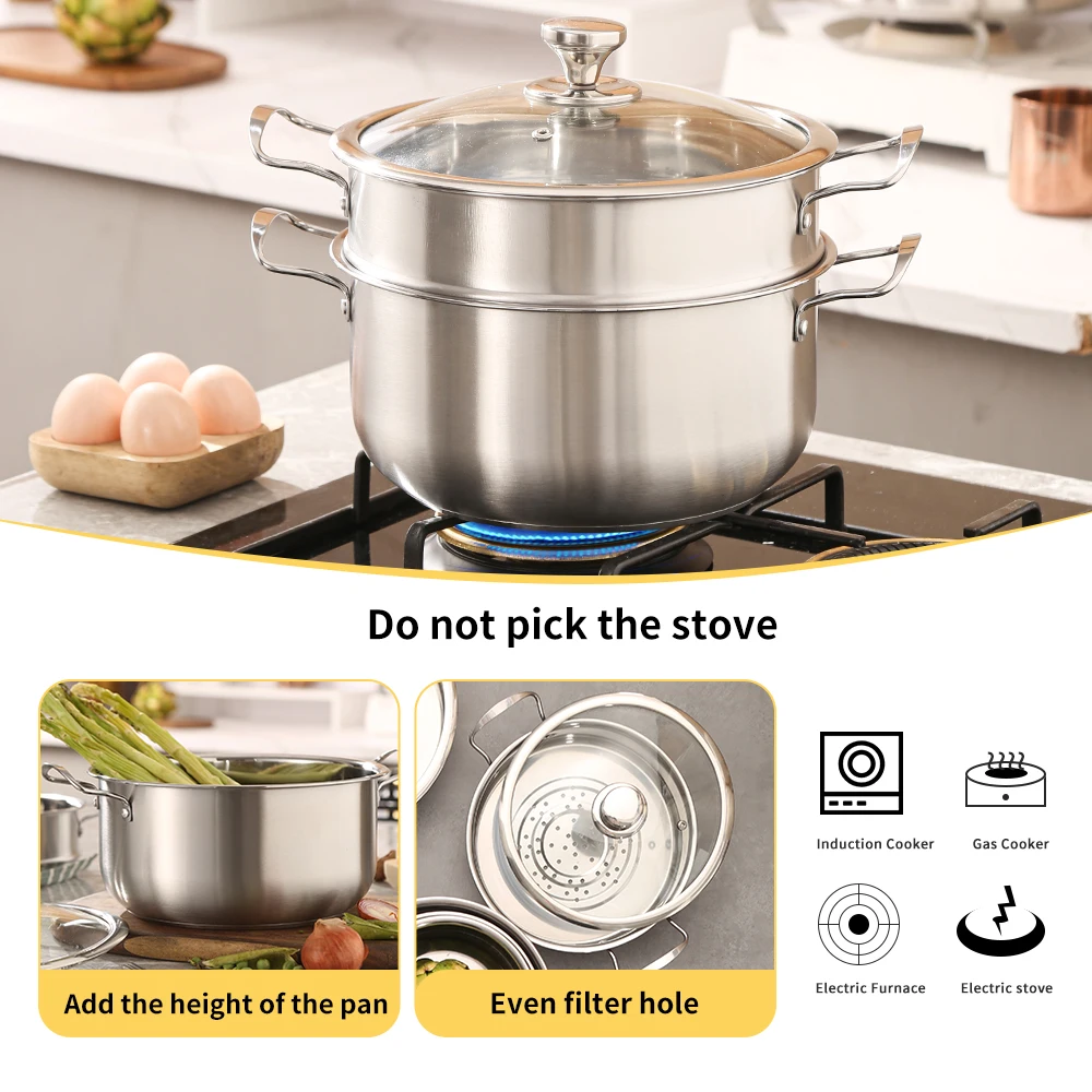 Korean Soup & Stock Pots kitchen pot set stainless steel cookware set double bottom frying pan casserole pots and pans