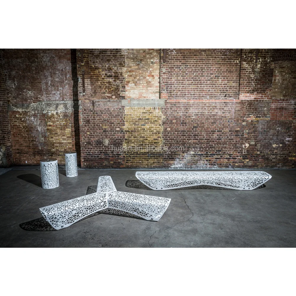 Modern Fiberglass Swan Street Garden Bench Seat Outdoor Furniture Park Patio Benches Nordic Wooden Bench