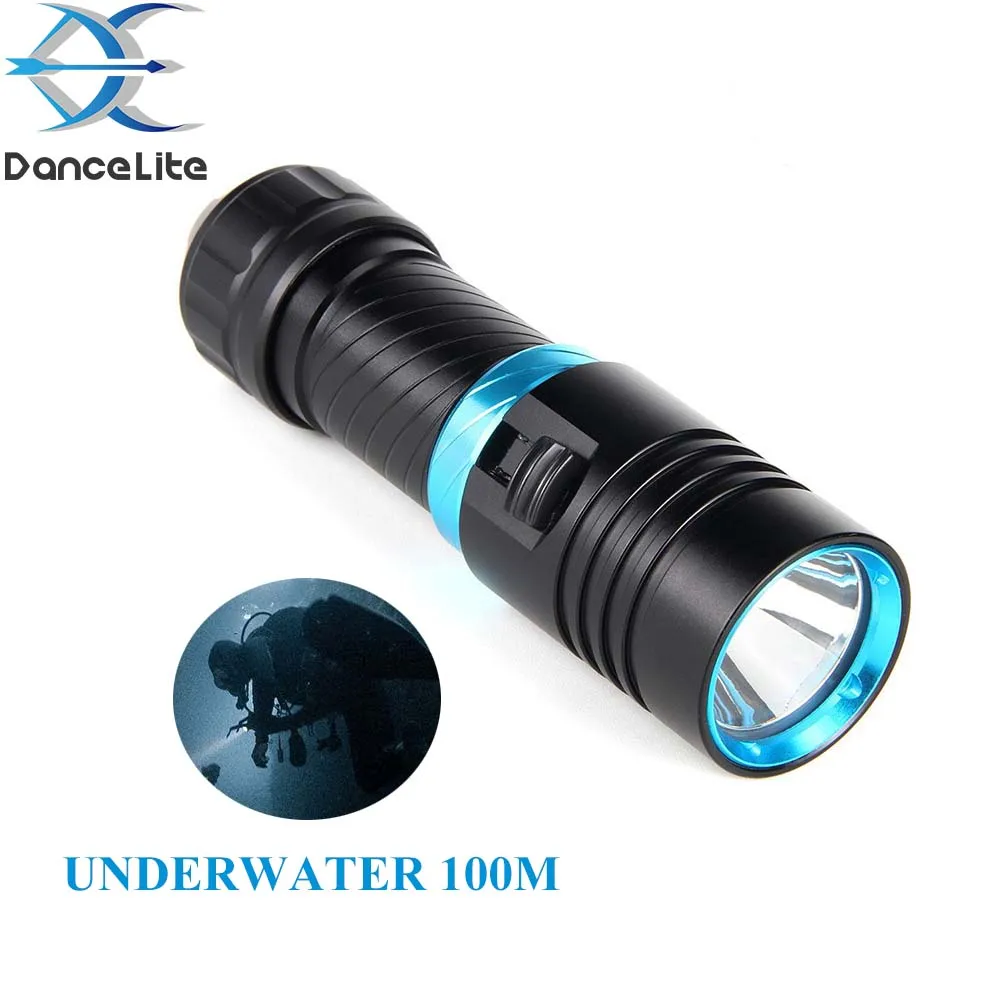 OEM LOGO Engraving Powerful Diving LED Flashlight Dive 100M Waterproof XML2 10W Underwater Torch Lamp (26650)