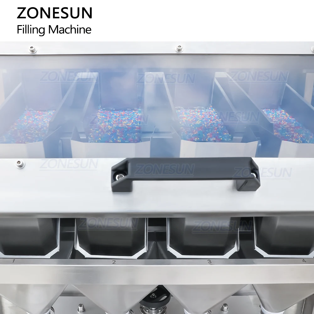ZONESUN ZS-GW5 Automatic 4 Heads Nuts Beans Grain Granule Particle Bottles Weighing Filling Machine