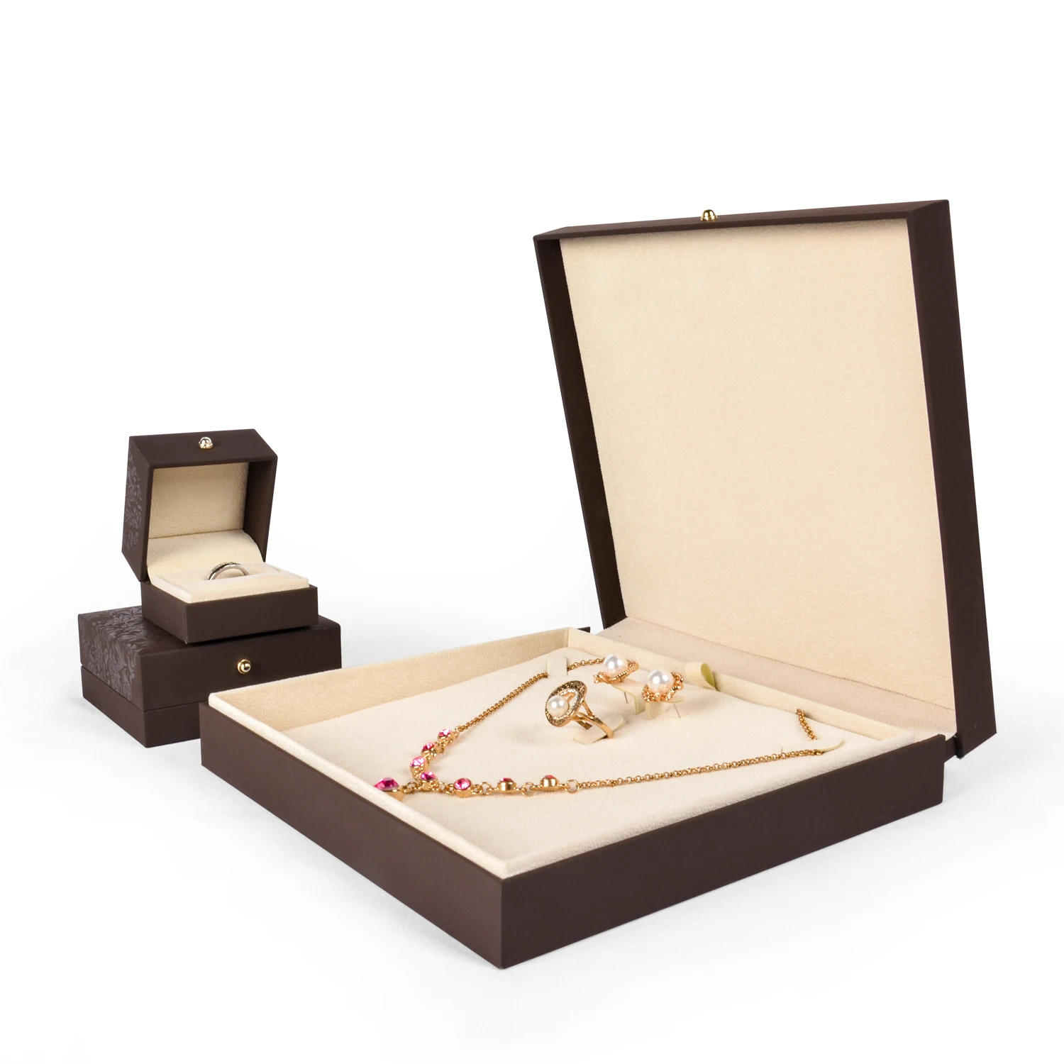 Nice quality pendant ring bangle earrings luxury plastic jewellery box packaging