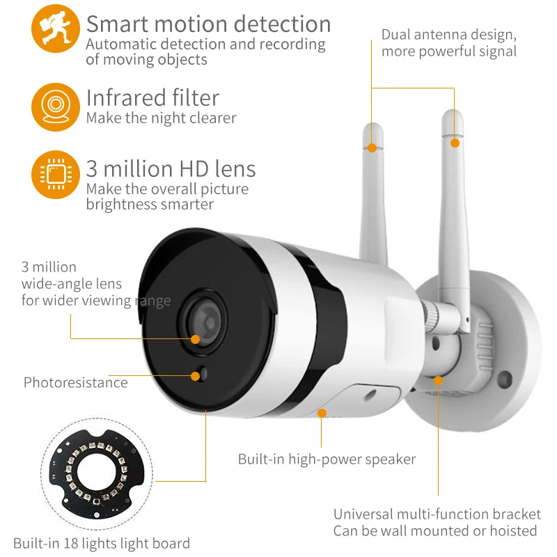 
Hot Selling 1080P Wireless CCTV Security Camera System WIFI NVR KIT Bullet IP Camera Outdoor 