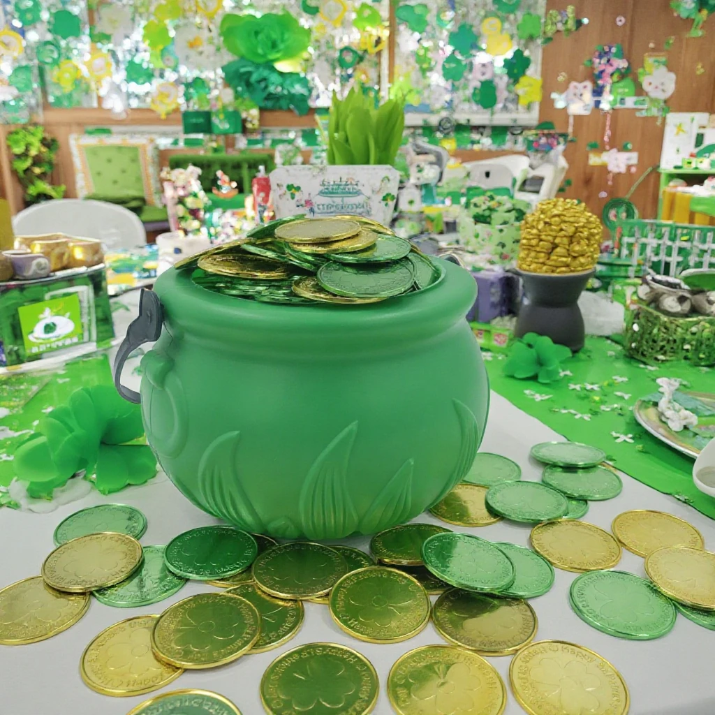 Fashionable Party Props Multi-colored Game Coins With Flame Candy Bucket For St Patricks Day Decoration Favors