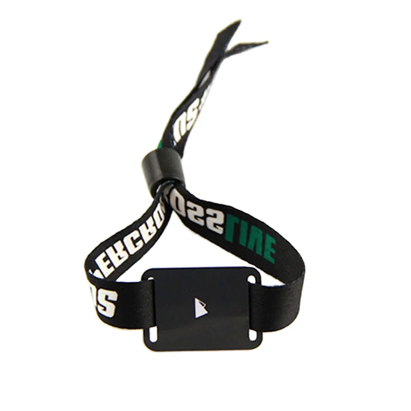 Snap Lock Writable Passive RFID Woven Wristband