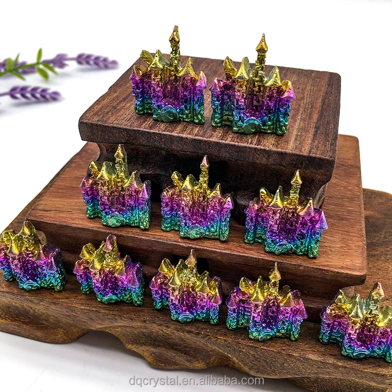 High quality Wholesale Natural Rainbow Bismuth ore Metal Ore Bismuth Castle Crystal Ornaments Castle for sale