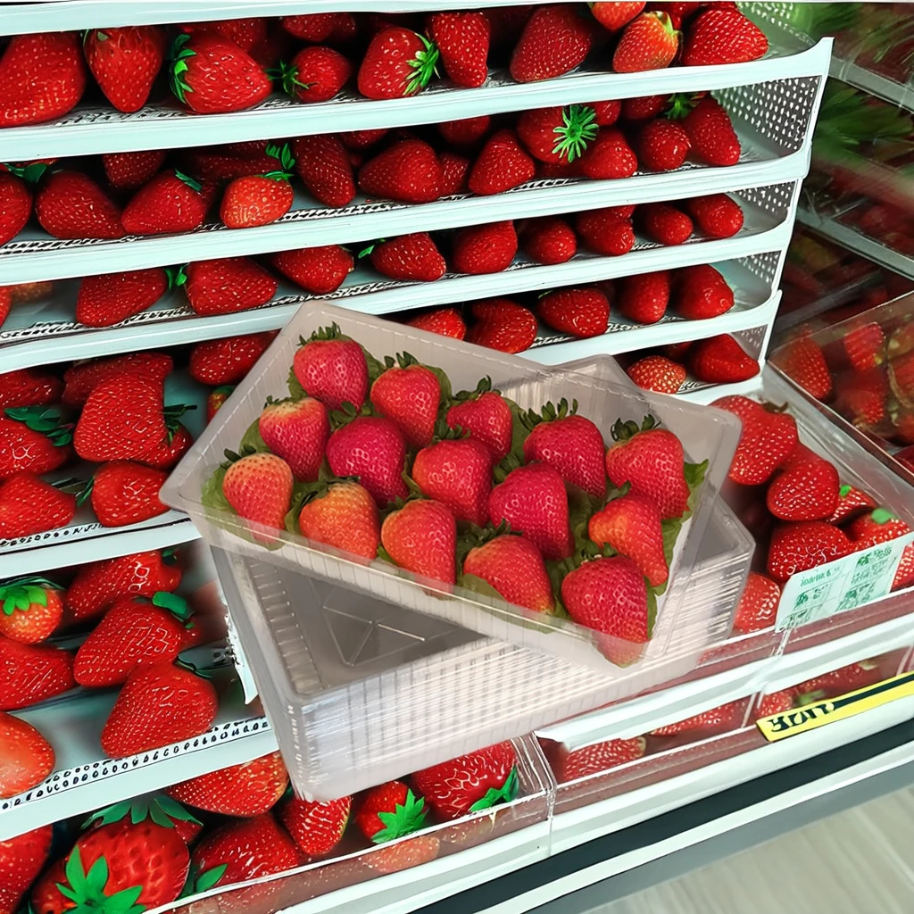 Custom Green Recycled Disposable Clear  Plastic tray for Takeaway Food Stackable PET Strawberry Packaging  Tray