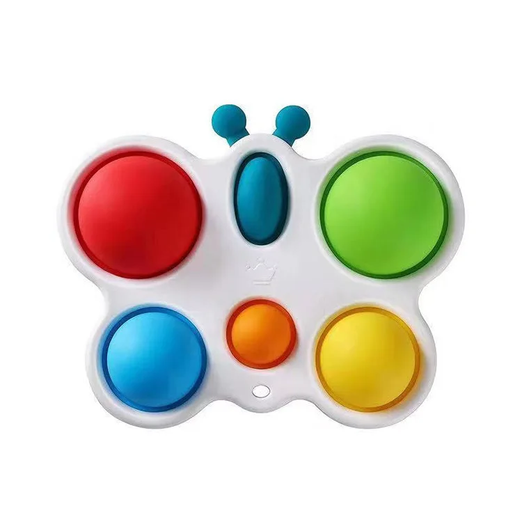 
Wholesale silicone push pops it fidget toys set butterfly crab gyro bubble press keychain toys 