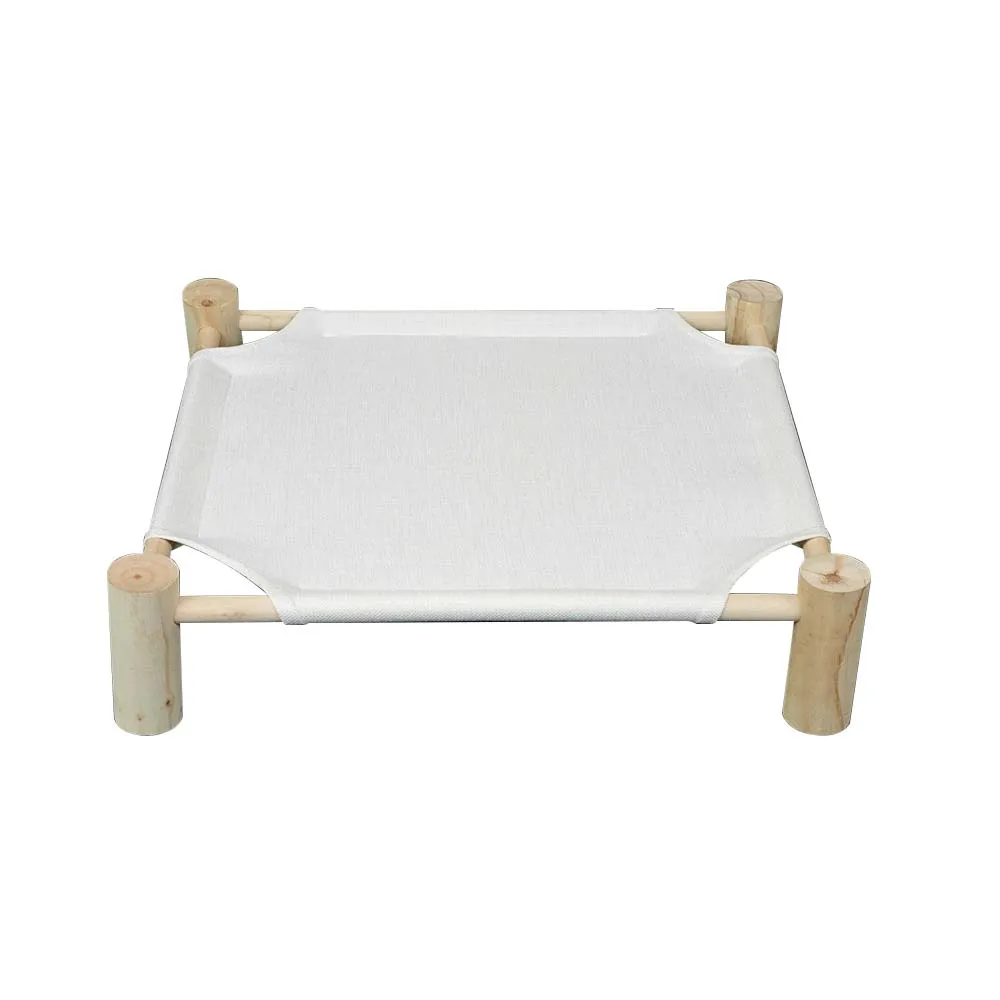 Washable Breathable Linen Fabric Small Pet Bed Square Elevated Cat Hammock with Wooden frame Sublimation Blank Pet Bed
