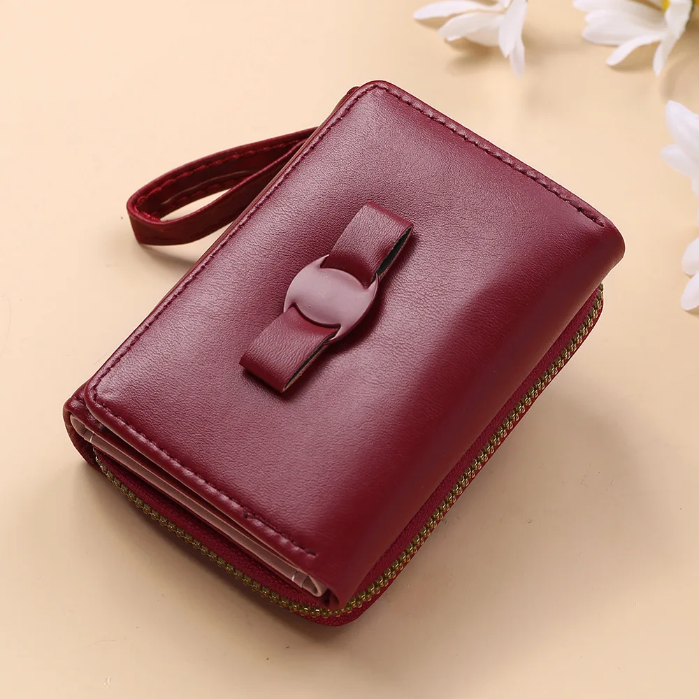 2022 New Women Wallet Short Card Holder Girl Gift Cute Simple Small Bow Zipper Coin Pocket Purse