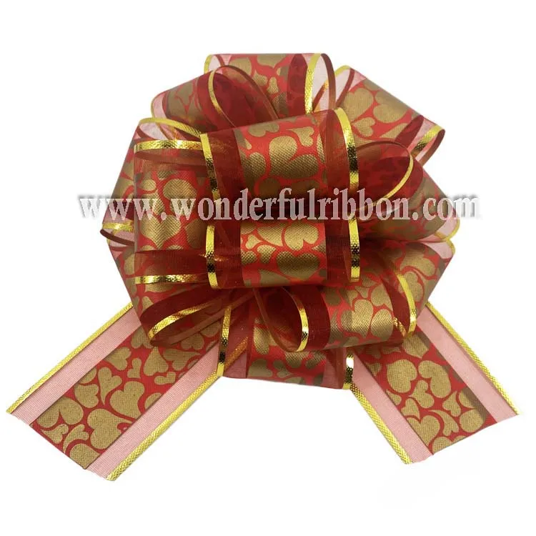 Hot Sell X-mas tinsel Party Decorations Organza Colorful Pull Bow Plastic Wrappers for box Packaging White Color PP Ribbon Bows