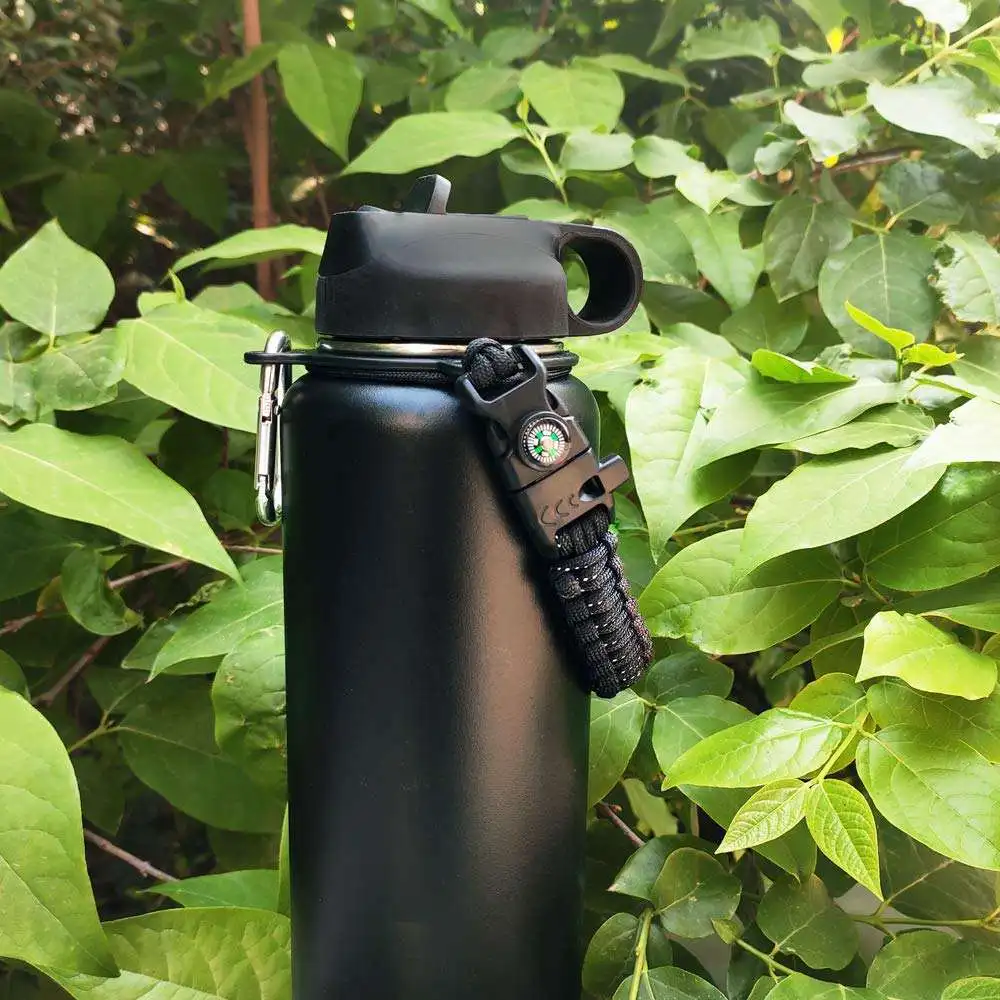 Wide Mouth Bottles Paracord Handle Durable Carrier Strap Cord with Safety Ring Water Bottle Handle Strap
