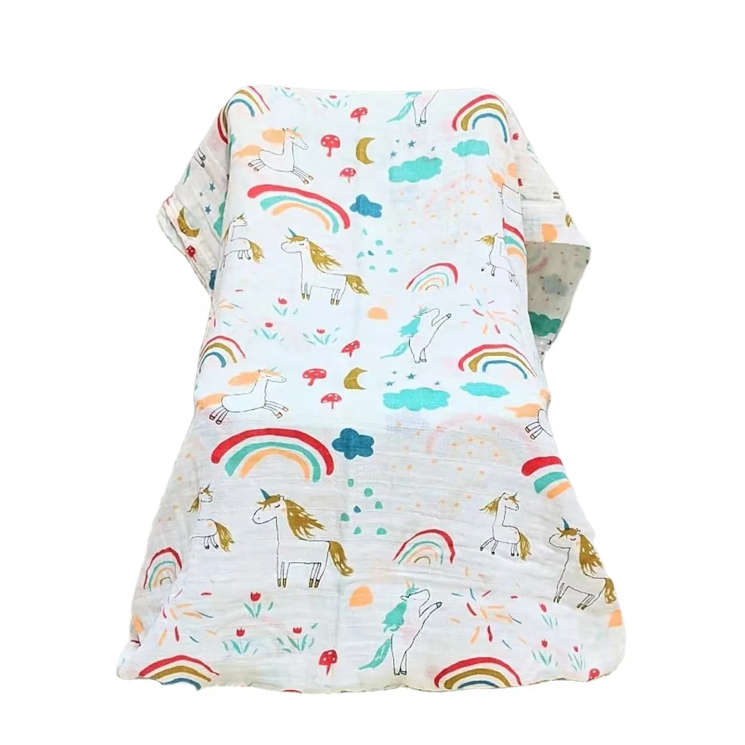2024 Best Selling Custom Print Organic Cotton Soft Wholesale Good Price Swaddle Muslin Blanket