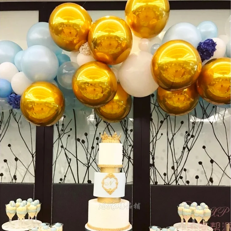 Wholesale 22inch 4d Foil Disco Football Basketball Earth Balloon Gradient Solid Plain Foil Balloon