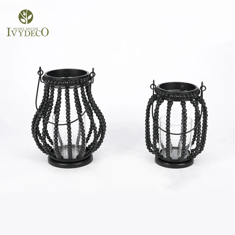 IVYDECO Unique Design Lustrous Farmhouse Home Ramadan Lantern Wood