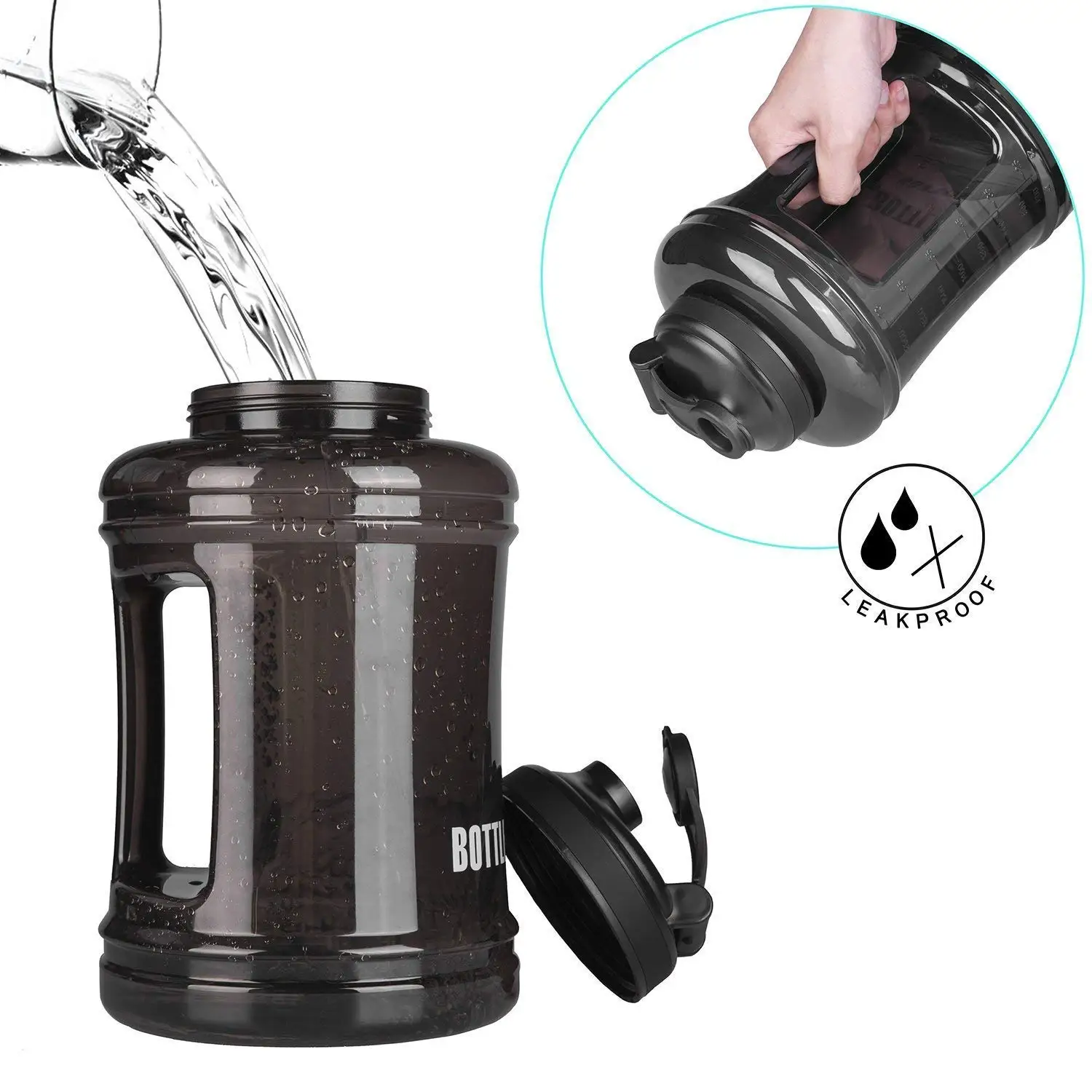 2.5L Custom Bpa Free Fitness Gym Sports Clear Plastic Water Bottle Travel Drinking Water Bottle With Time Marker And Straw