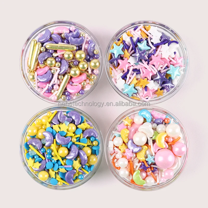 Edible Gold Star Moon Shape Ramadan Decorations Bakery Supplies Sprinkles Comestibles Eid Mubarak Cake Sprinkles for Eid Al-fitr