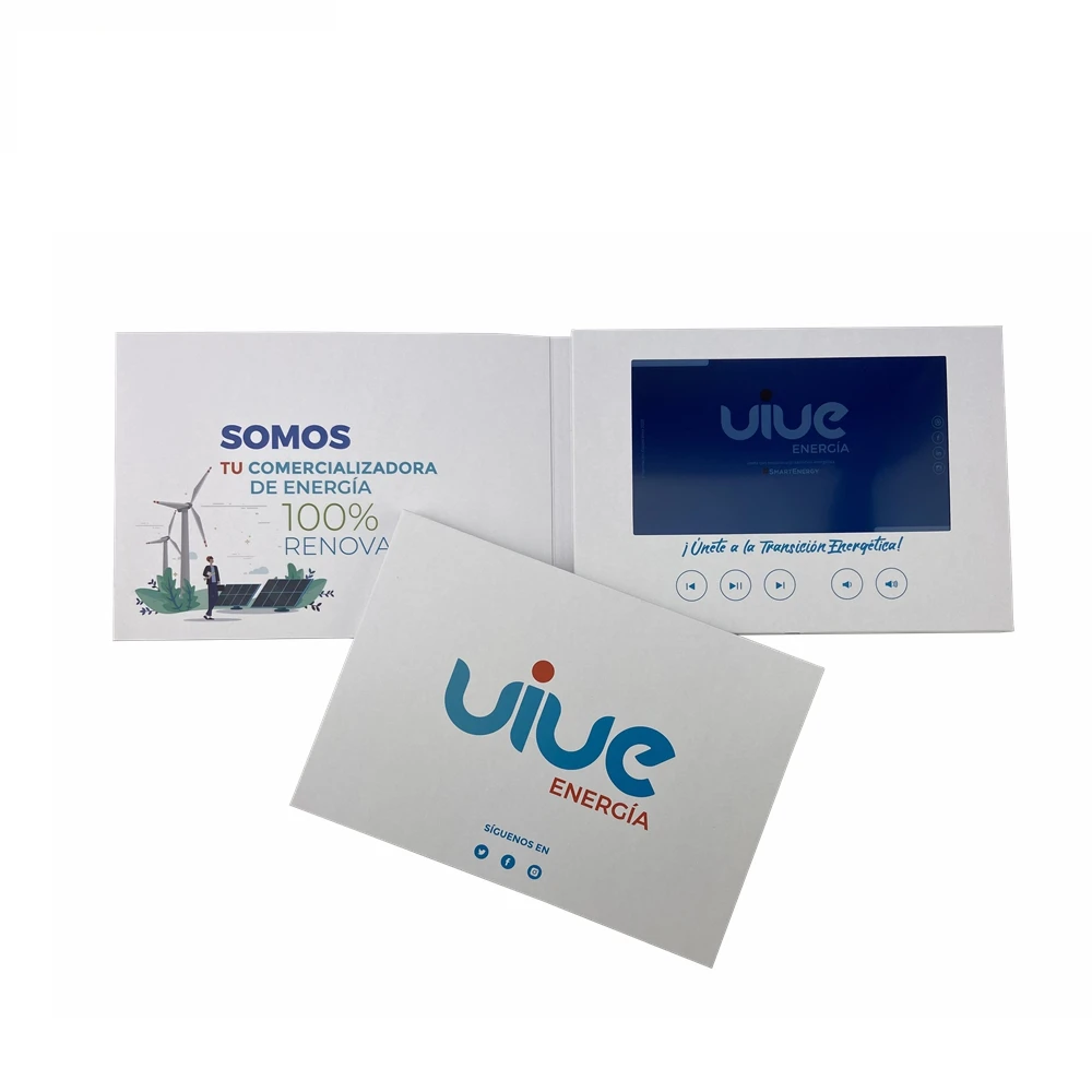 Custom LCD Video Card Brochure 7 inch Digital  Video Player Paper Video Brochure For Marketing Advertising Business