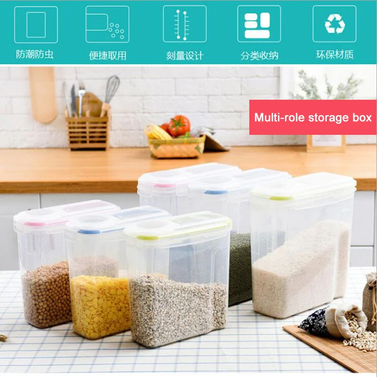 Plastic Clear Air-Tight Food Package Storage Container Durable Seal Pot For Dry Foods & Liquids Cereal Storage Containers