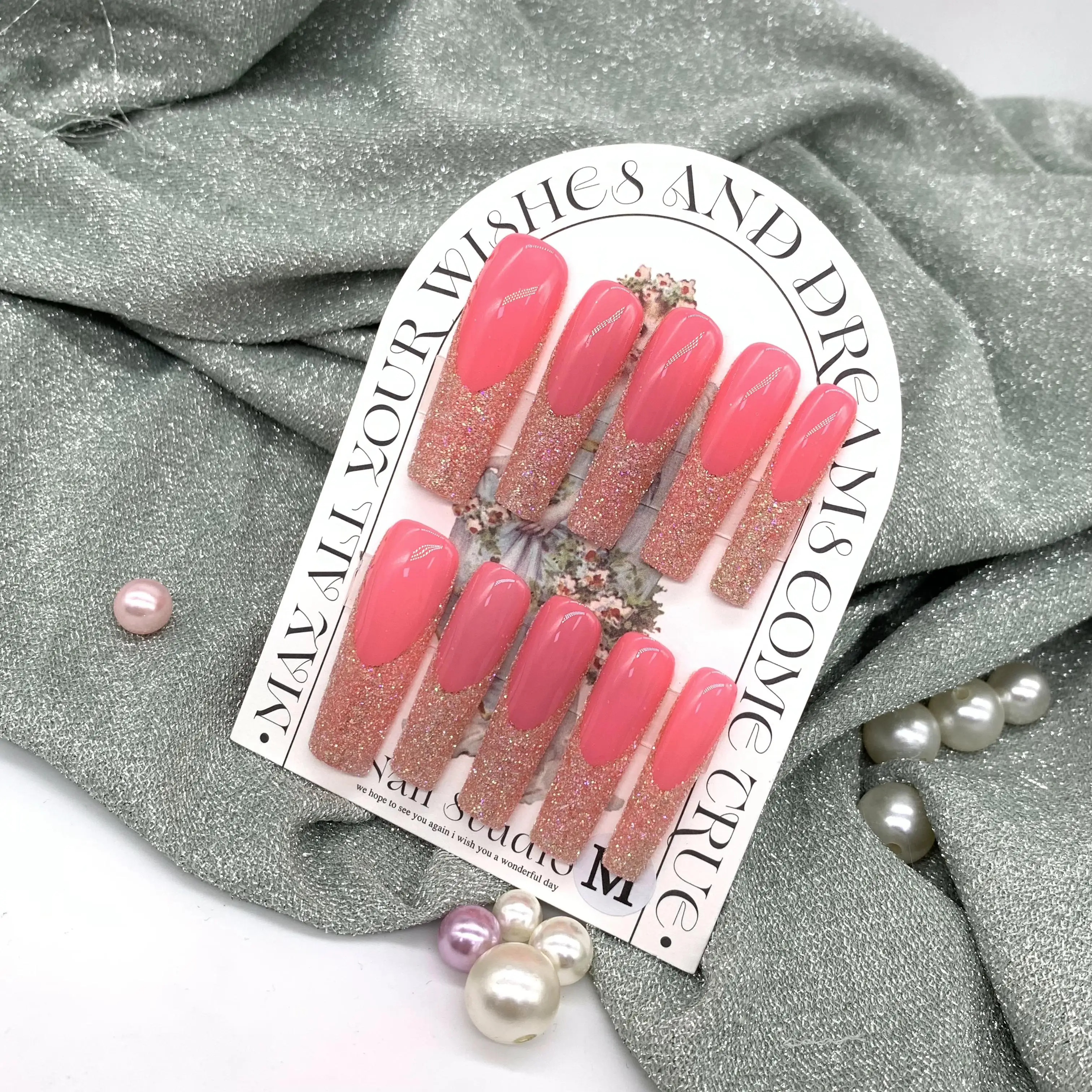 Handmade Nails French Style Press On Nails Long Minimalist Design  Nails With