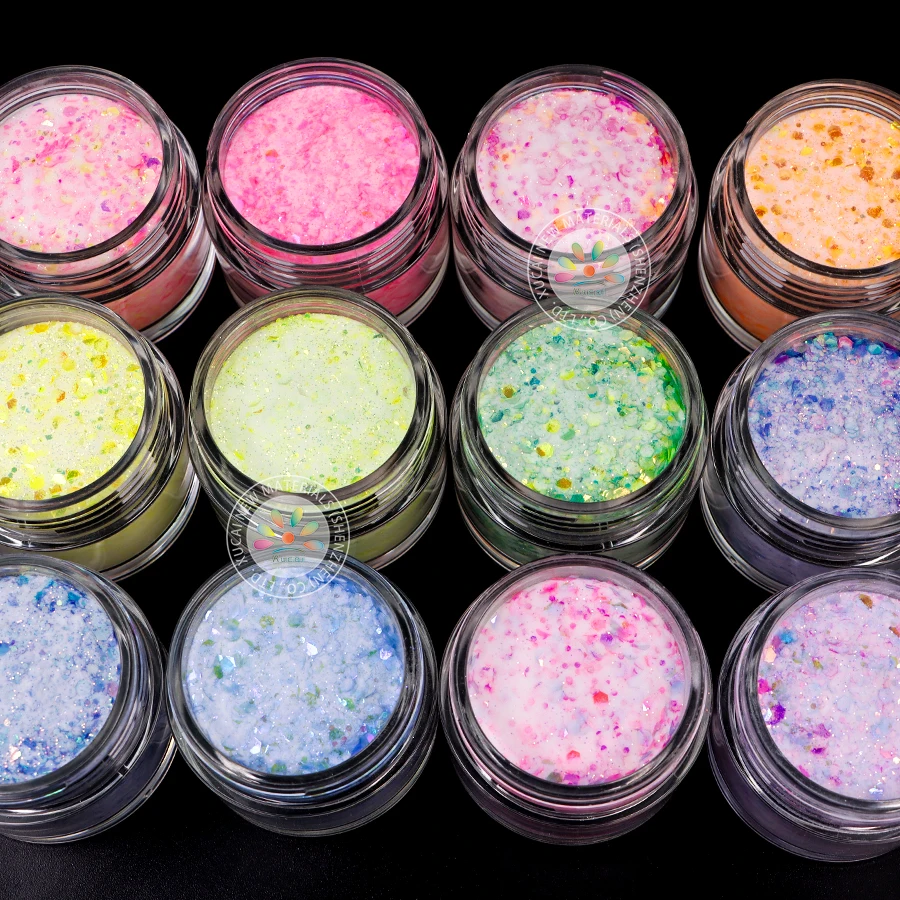 1KG MOQ New Seasonal Mixed Glitter Acrylic Dipping Powder Acrylic Glitter Powder