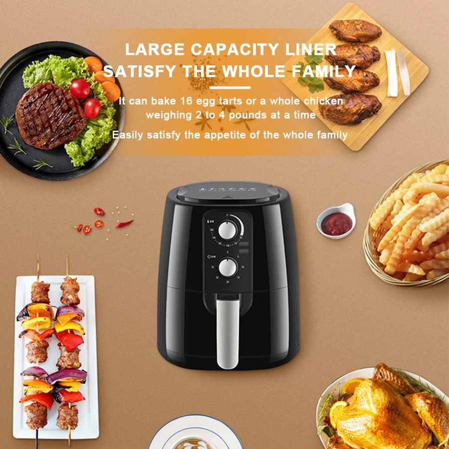5.5L Capacity Household Kitchen Smokeless Mechanical Manuel Hot Air Fryer