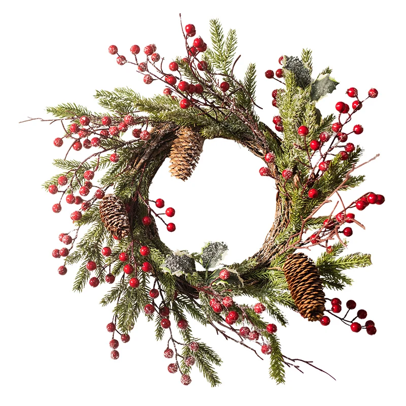 Christmas decoration Rattan pine Rattan red berries Christmas wreath