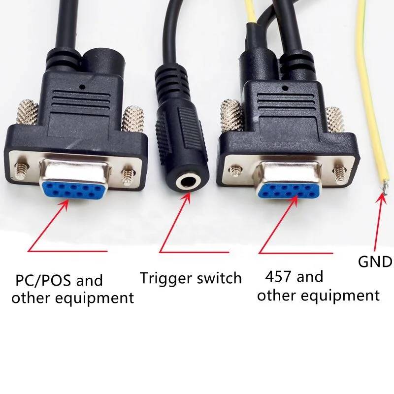 SOTESIN 3m RS232 serial cable Barcode reader cable For Zebra Motorola DS457-SR MS4404HD female to female DB9 data IO cable
