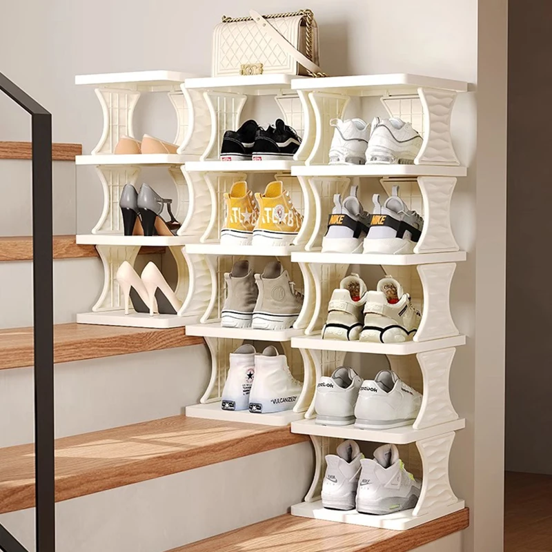 Diy Simple Shoe Rack Multi-layer Plastic Easy To Assemble Shoe Rack Storage Organizer Folded 3-9 Layer Shoe Racks for Closet
