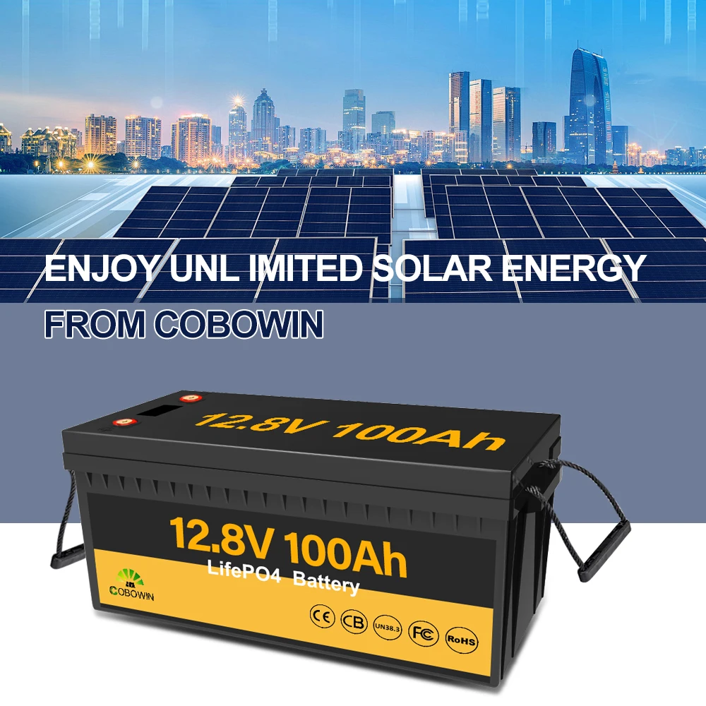 Аккумулятор Cobowin LiFePo4 12 В 50AH 100Ah 200Ah 400Ah Bluetooth IP65 водонепроницаемая нагревательная панель