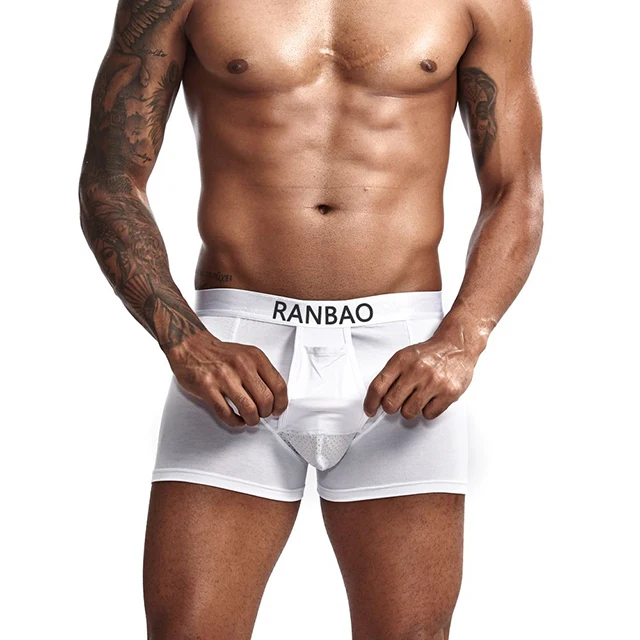 Open Flying Pants Fashion U-shaped Pocket Cotton Soft Comfy Lightweight Underpants Underwear Boxer Briefs For Men