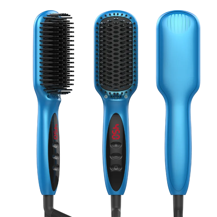 Rechargeable Flat Iron Hair Straightening Comb LED Professional Ceramic Negative Ion Fast Hair Straightener Brush