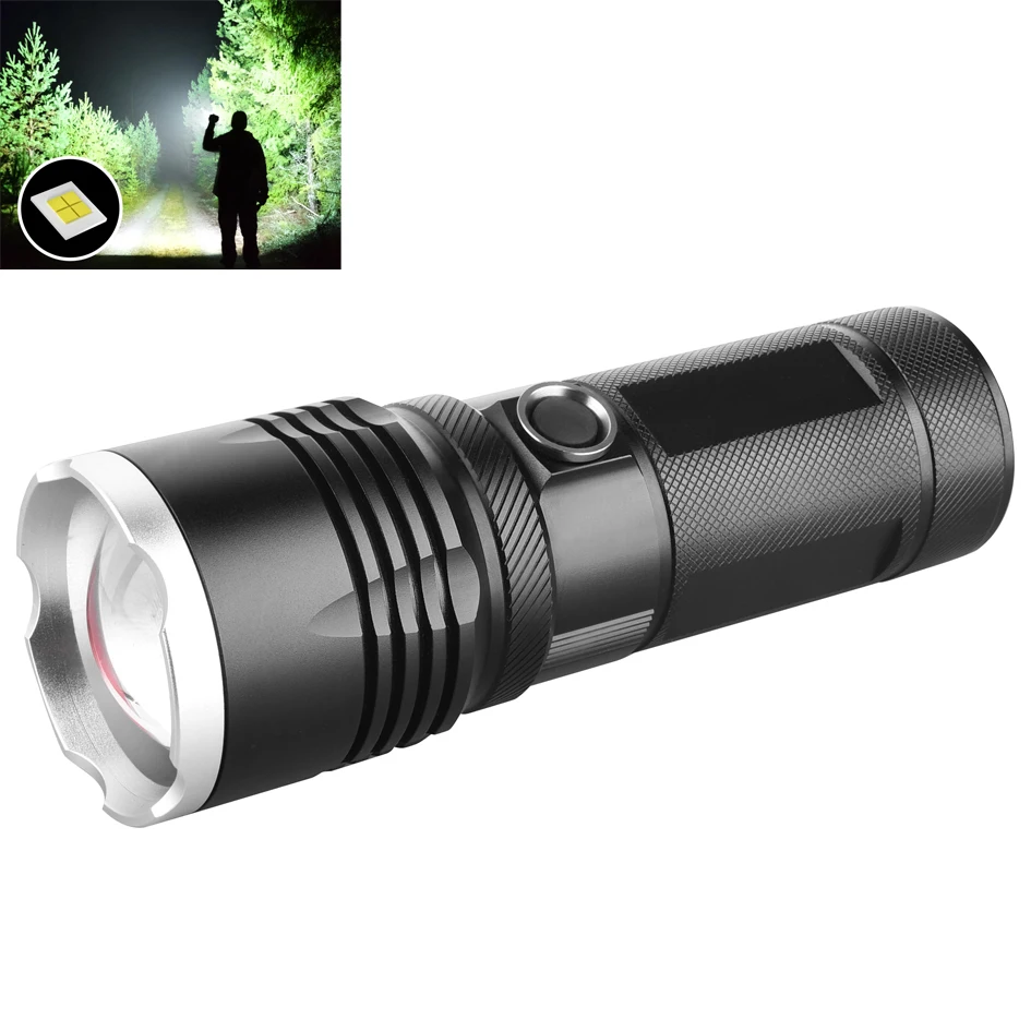 WETOP strong torch, rechargeable outdoor LED flashlight tactical camping strong flash light waterproof led flashing lights