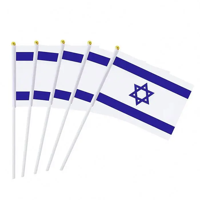 Wholesale Polyester Custom All Size Israeli Israel Mini Flag Small Hand Held Miniature Flags On Stick For Decoration