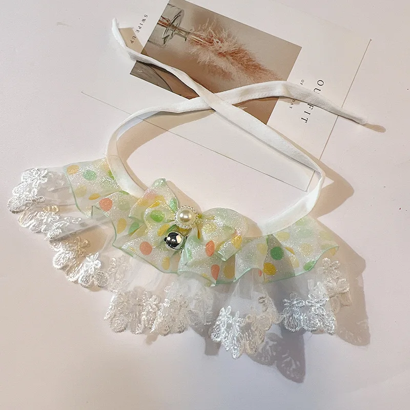 Custom Printed Small Adjustable Dog Collar Cute Soft Puppy Scarf Princess Lace Pet Handkerchief Bibs Bulk Cat Collar