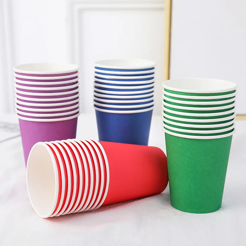 Colorful Diy Paper Cup Disposable Paper Cup 9 Oz 250mm Monochrome Solid Dessert Paper Cup