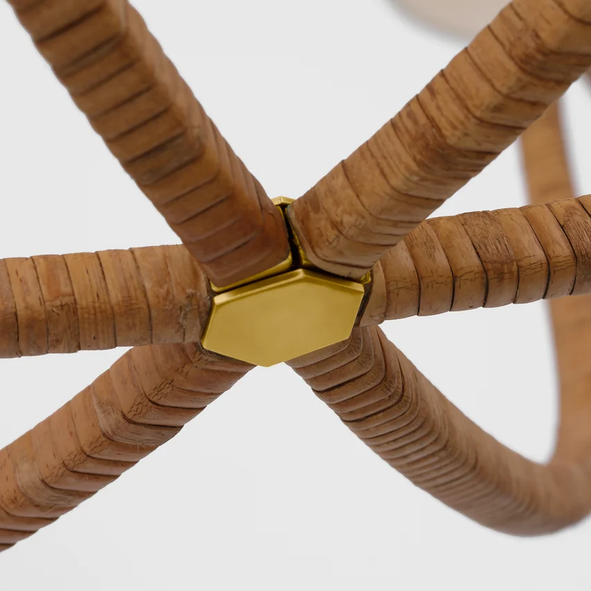 Custom American Cage Metal Pendants Light Farmhouse Villa Indoor Lighting Decoration Fabric Lamp Luxury Brass Big Chandelier