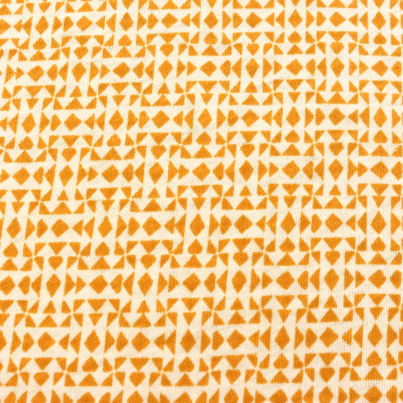 Hot selling 50% linen 50% cotton printed single jersey Eco-friendly yellow knit fabric for child clothing