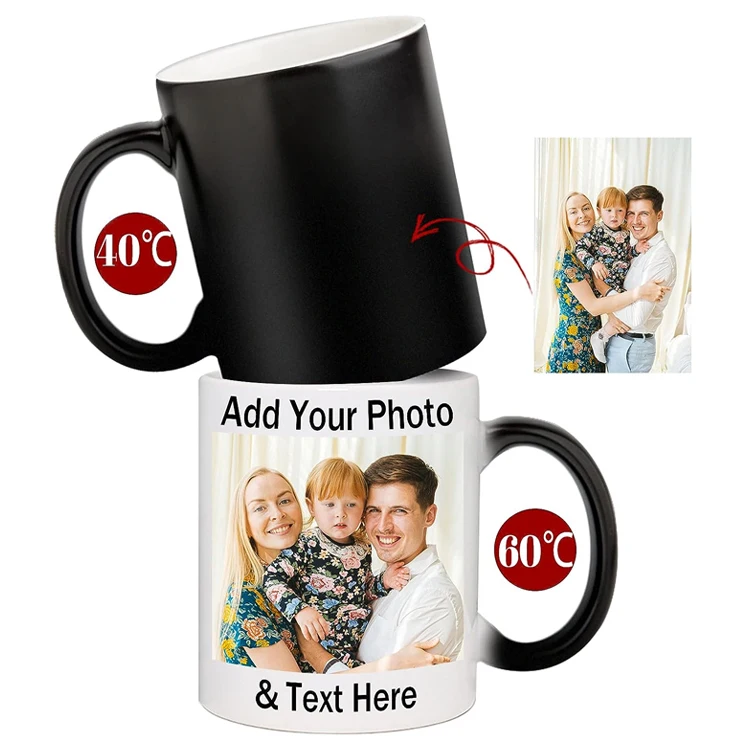 Custom Design Colour Changing Cups 11Oz Black Sublimation Blanks Cup Magics Color Changing Ceramic Coffee Mug
