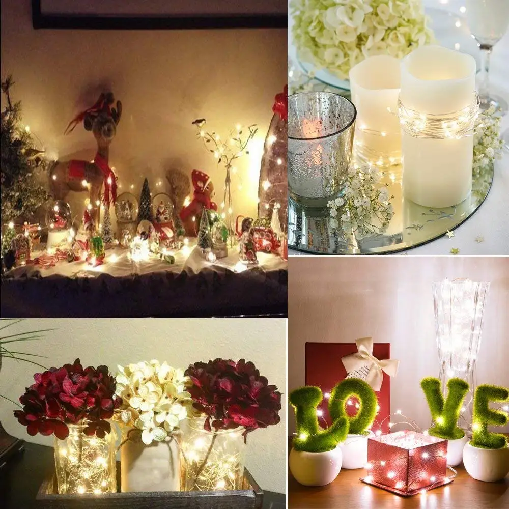 CR2032 Flexible mini leds Copper Wire String Lights for Wedding Christmas Party Decoration