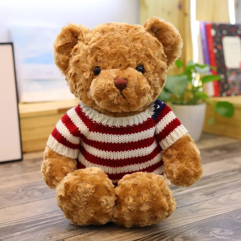 Plush Stuffed Soft Teddy Bear Toys with American Flag Sweater for Promotion
