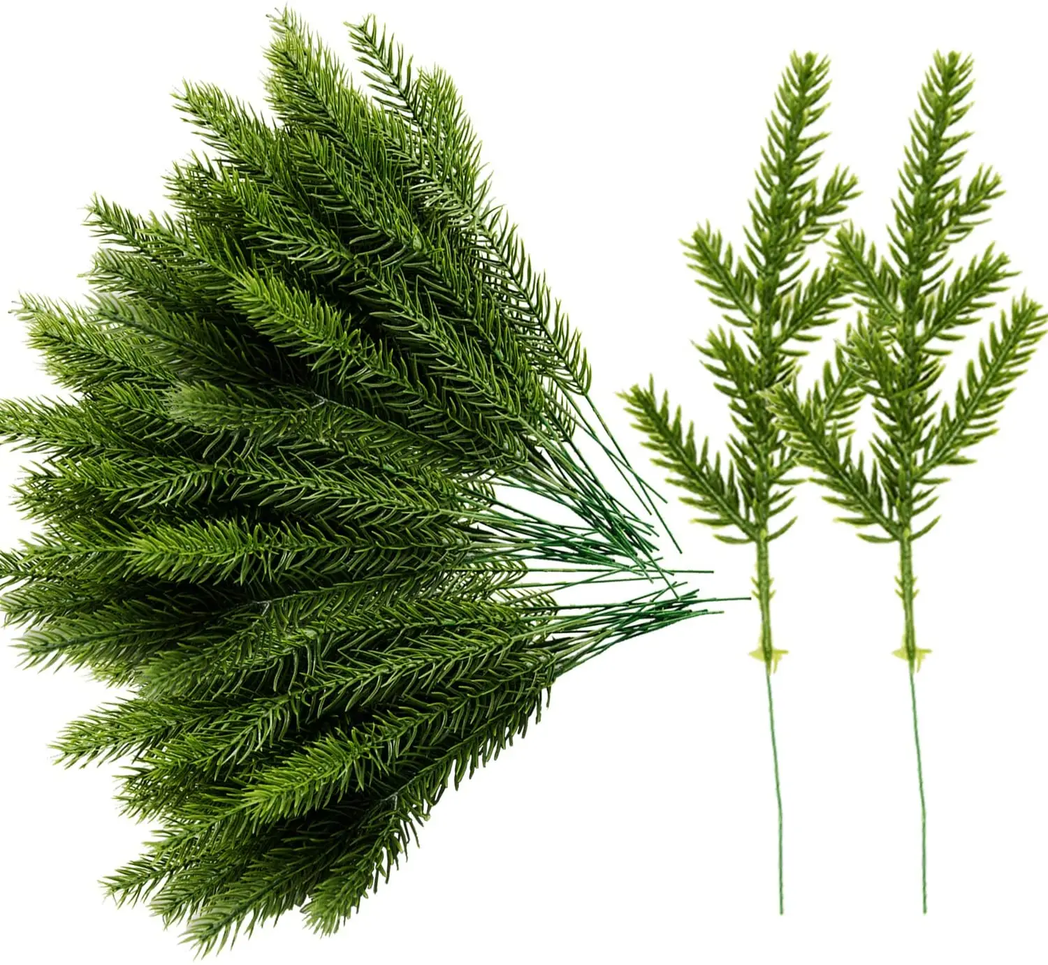 Artificial Pine Needles Branches Garland, Fake Greenery Pine Picks for DIY Garland Wreath Christmas Embellishing and Home Garden