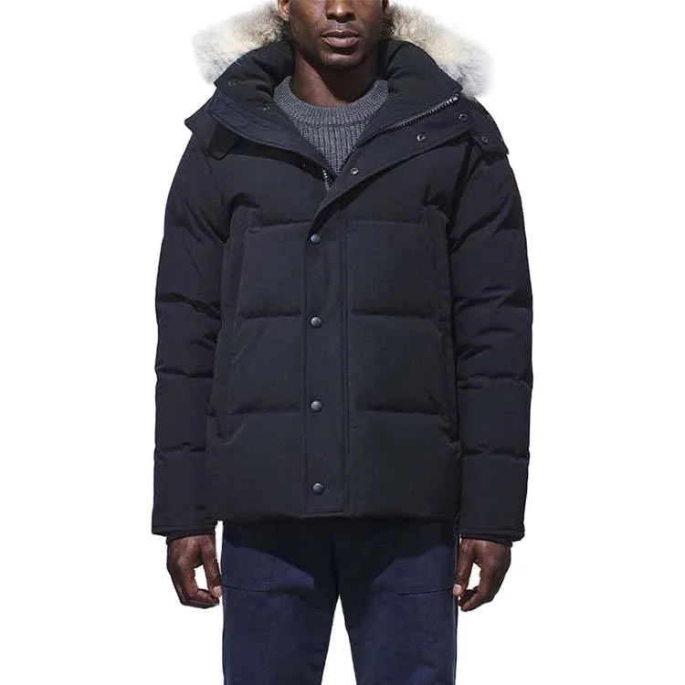 Xs-xxl пуховик из меха енота волка стеганая Съемная куртка со съемным капюшоном Мужская парка пуховик Куртка
