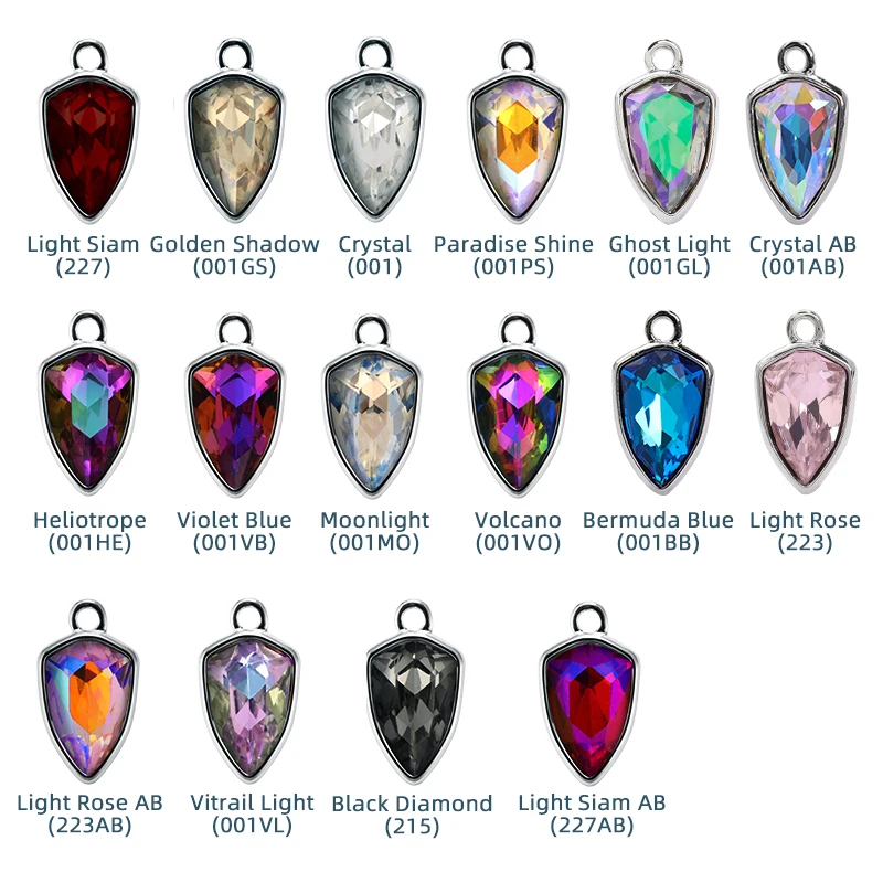 Xichuan Fancy shaped heart stone alloy pendant wholesale loose crystal stones glass jewelry crafts DIY pendants necklace earring