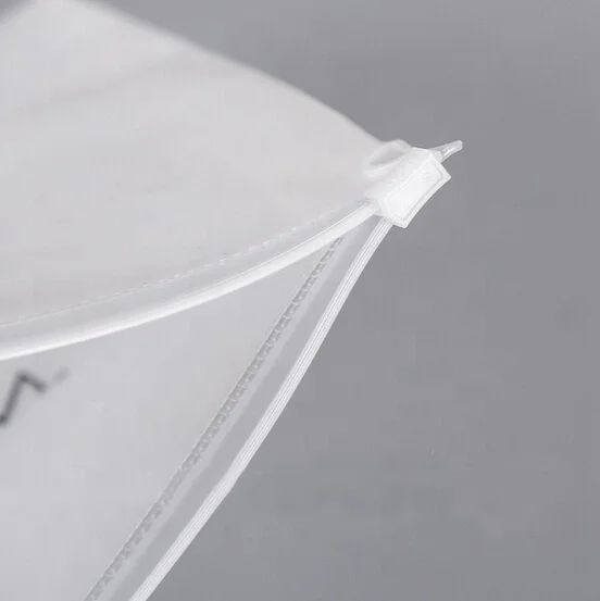 Plastic frosted transparent food bag pvc zipper polybag with plastic hanger