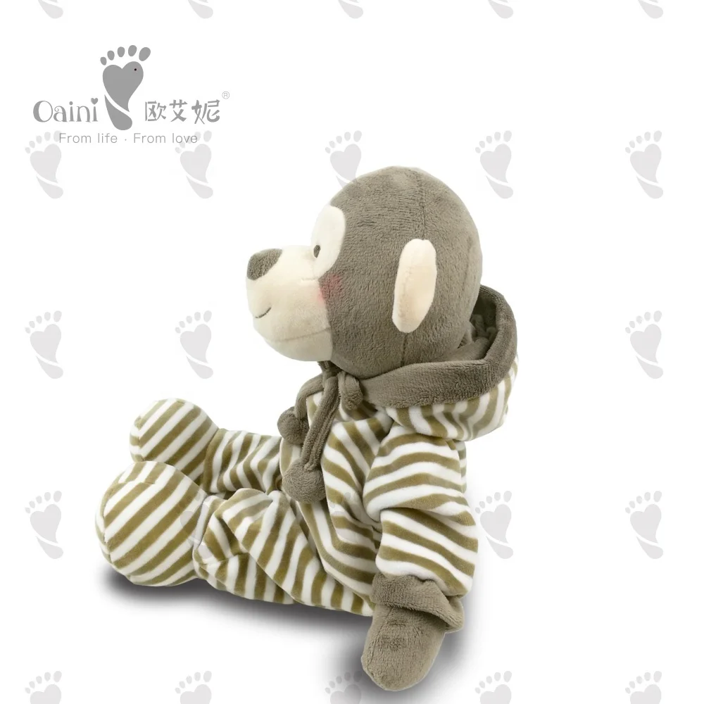 ODM OEM Azo Free Supplier Custom Soft Monkey Dolls Toys Lovely  Plush Striped Animal Toys Cheap Stuffed Monkey Toy