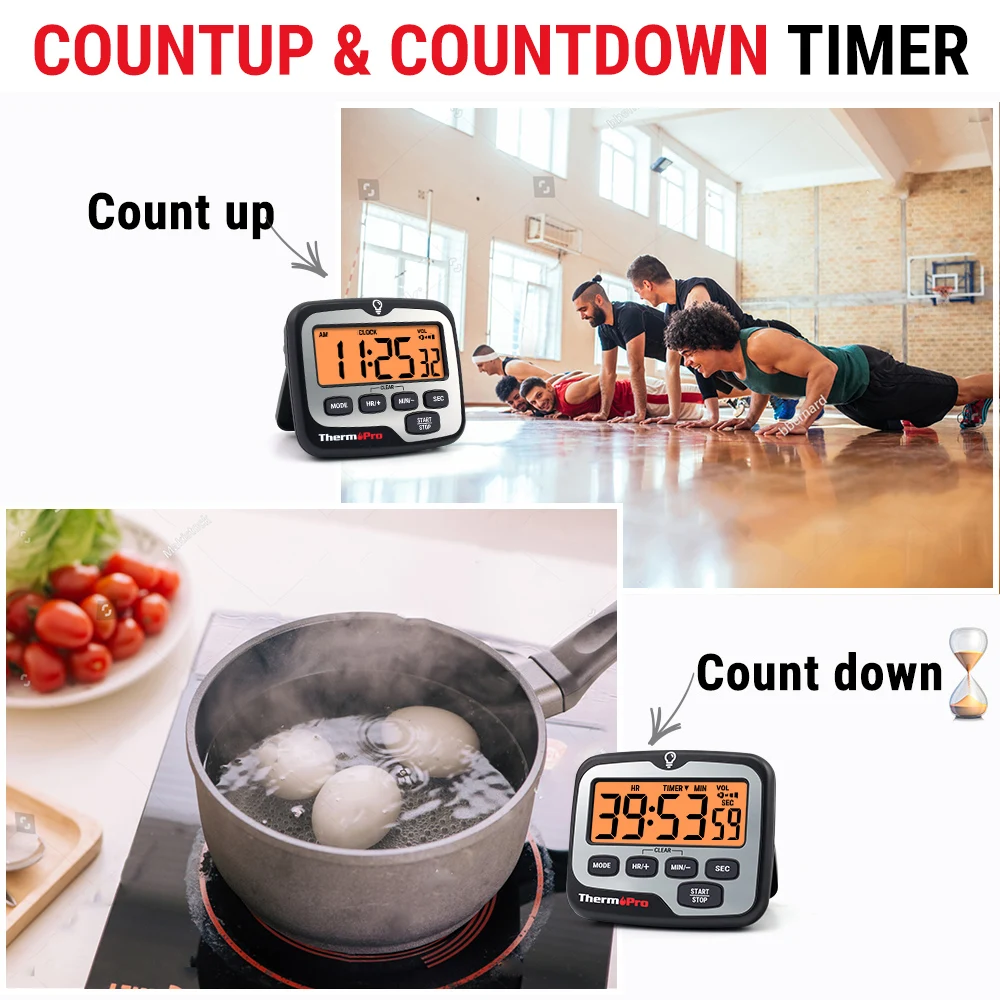 Multi-functional ThermoPro TM01 Digital Kitchen Timer for Meat Cooking
